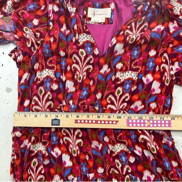 Anthropologie Robin Tiered Paisley Dress Women XS Mini V-Neck Boho Hippie Indie - Picture 14 of 16